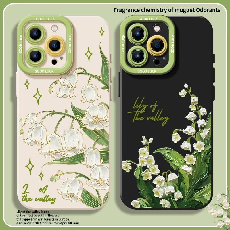 清新铃兰花手机壳适用苹果15/16promax华为小米vivoOPPO磨砂全包