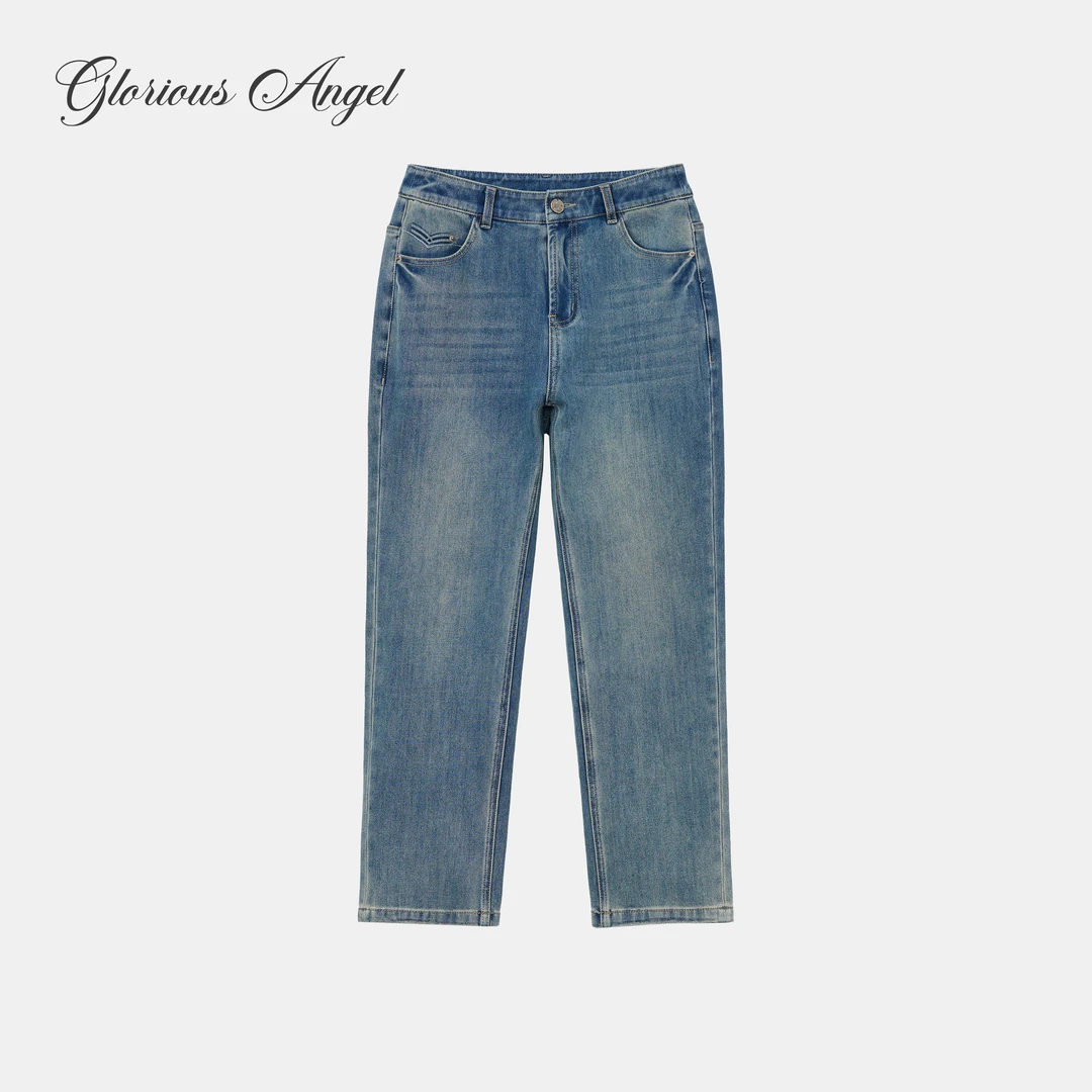 G.A 光影蓝调 复古水洗牛仔蓝修身牛仔裤