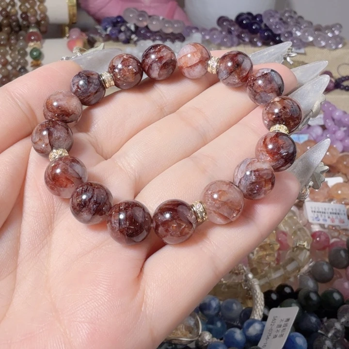 烟晶手链未镶嵌胶花水晶