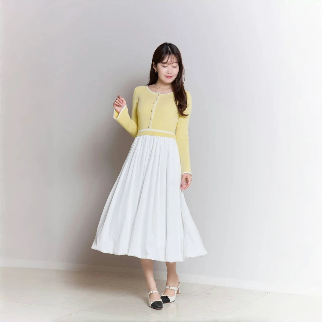 Her lip to条纹针织拼接连衣裙【日本直邮不退换】春季气质休闲百搭