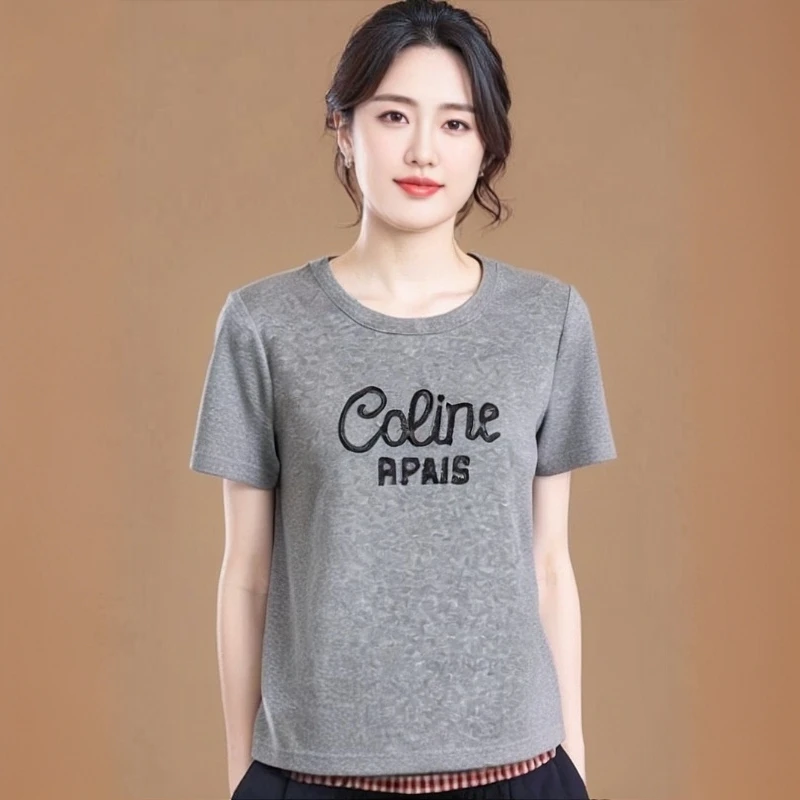 祥好服饰 新款百搭圆领修身显瘦短袖T恤 8506