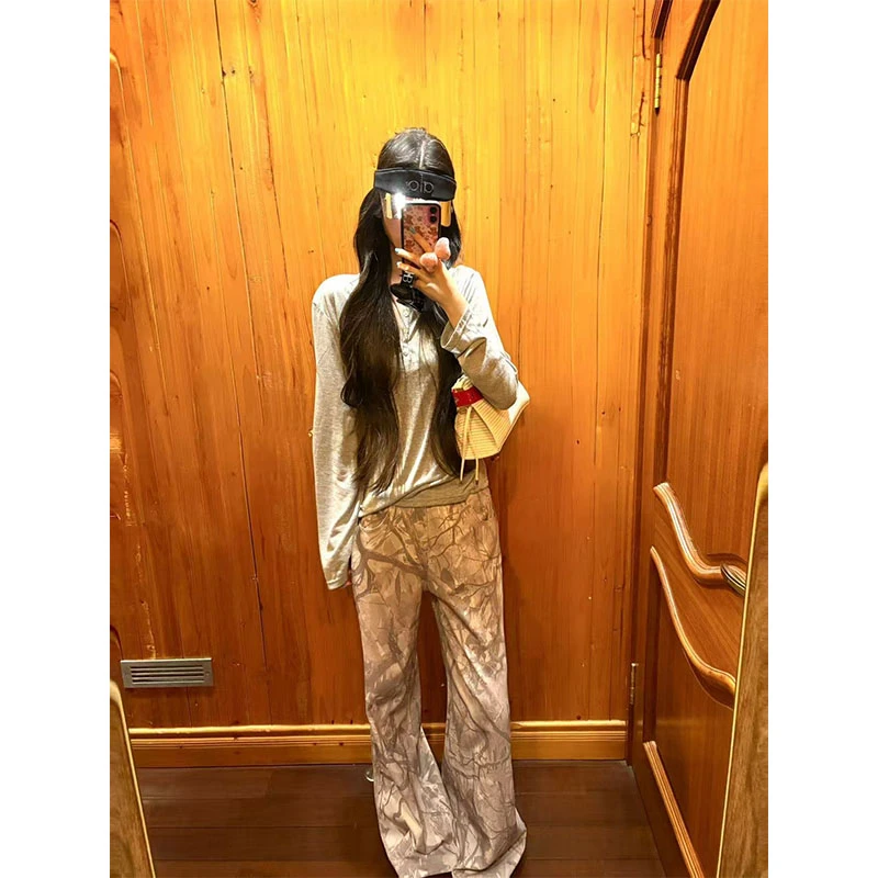 秋季款2025显瘦修身小众网红穿搭慵懒风长袖上衣休闲宽松百搭长裤