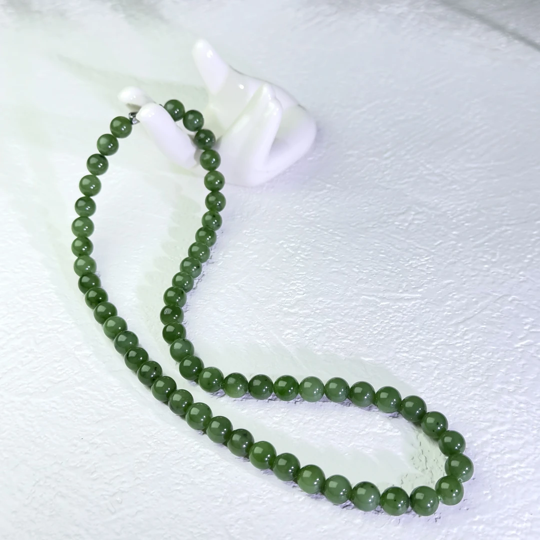 【然然家】 天然和田玉俄料碧玉8mm妈妈链