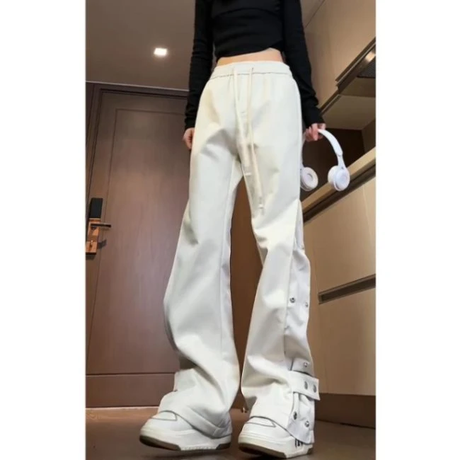 K48春秋季新款宽松直筒休闲裤男女韩版潮流百搭冲锋裤阔腿长裤