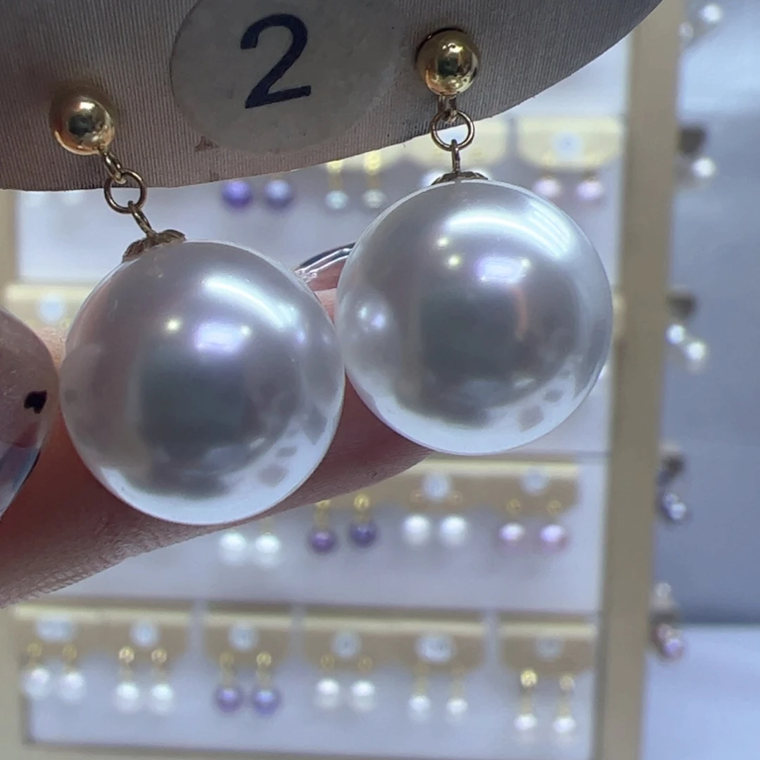 淡水珍珠耳饰18K金镶嵌