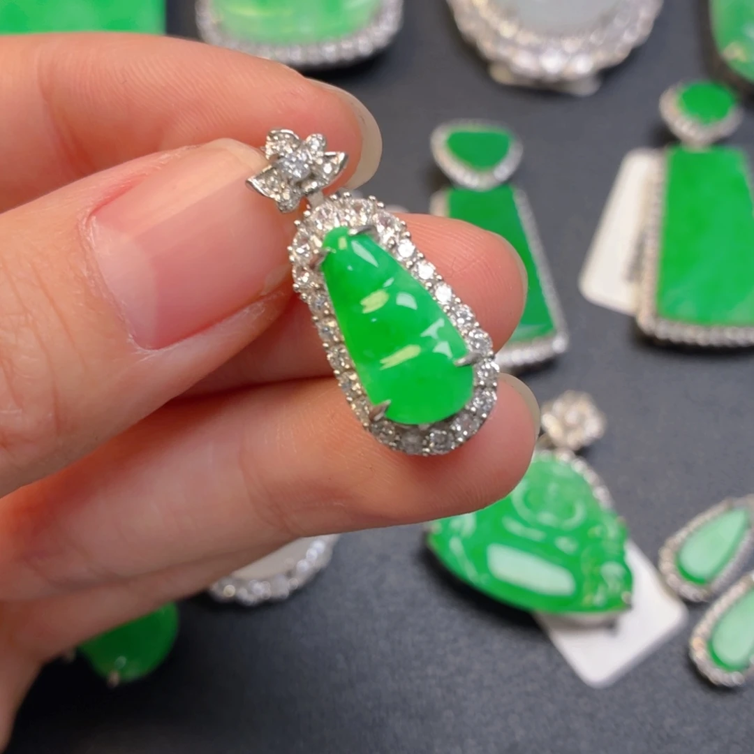 翡翠银S925镶嵌吊坠(不含链)