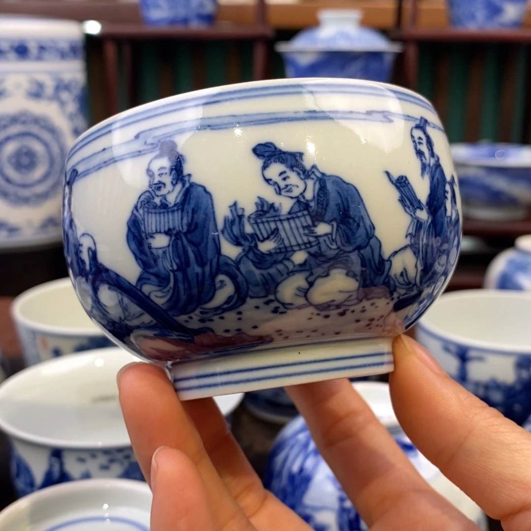 微瑕孔子讲学图禅定杯