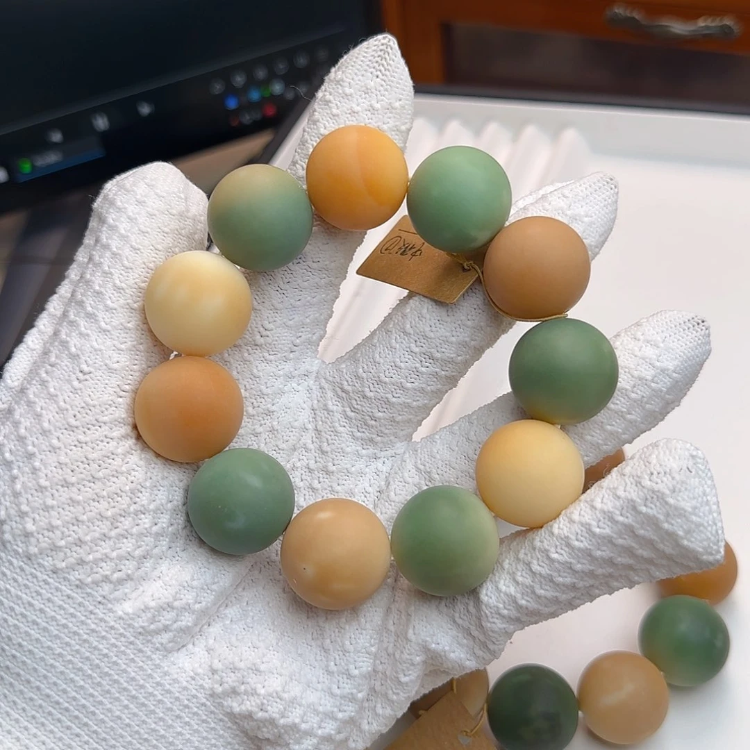 菩提根/象牙果手串清**茉卡22磨砂圆珠中瑕7