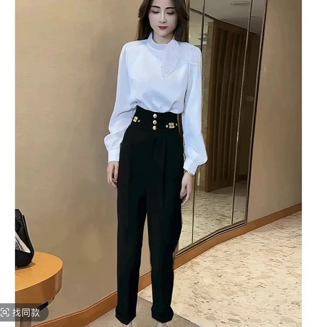 5380高腰显瘦黑色西装裤气质百搭秋冬休闲萝卜裤
