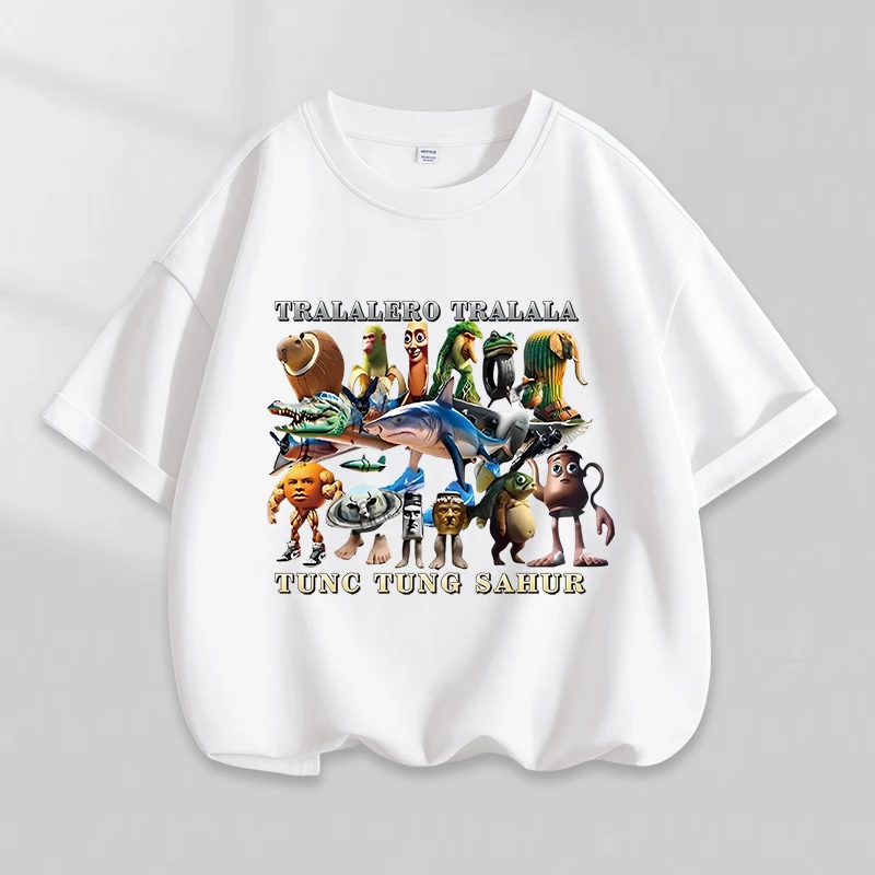 外国版山海经男童夏季薄款短袖T恤炸街洋气印花学生儿童纯棉上衣