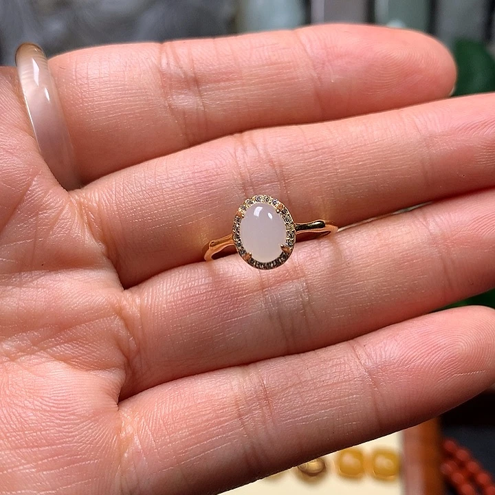 和田玉（白玉）戒指银S925镶嵌