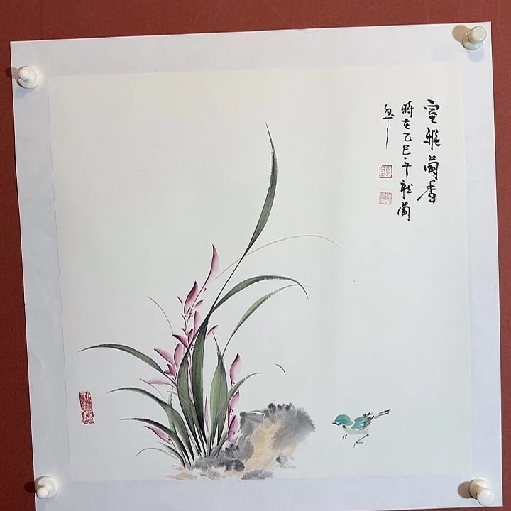 国画听兰老师花鸟