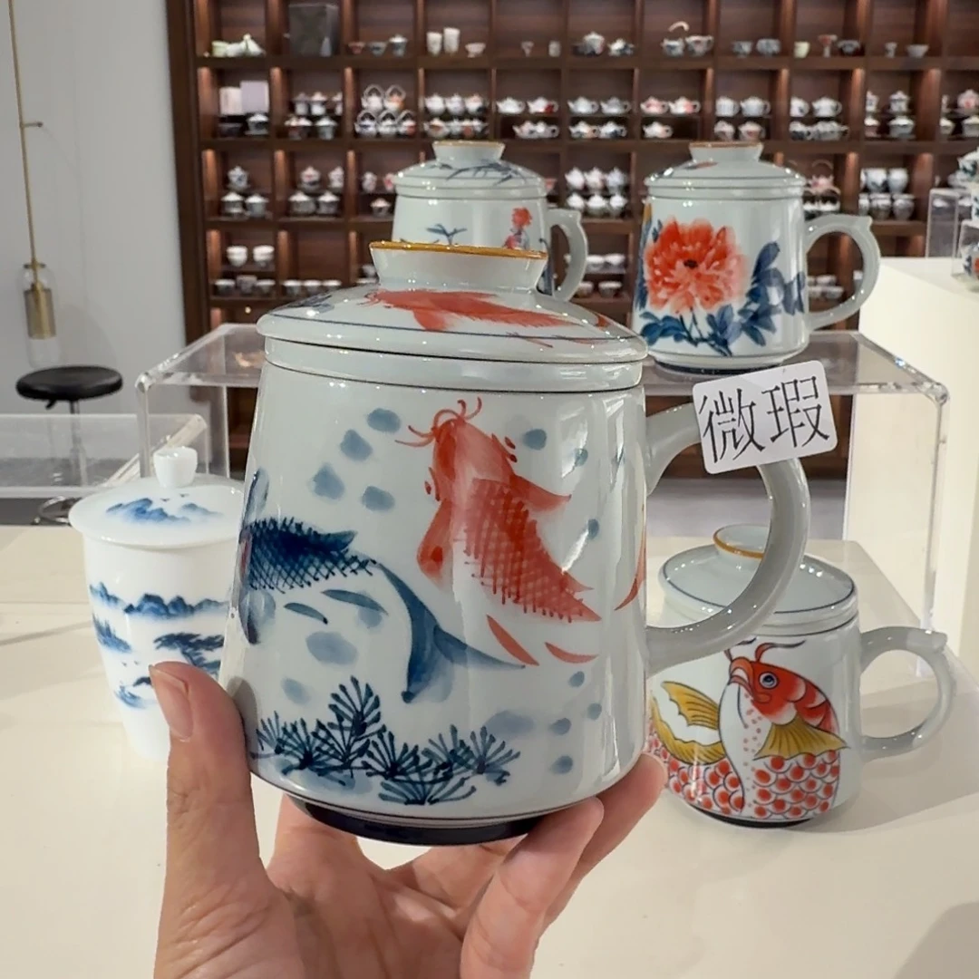 釉下手绘茶具微瑕