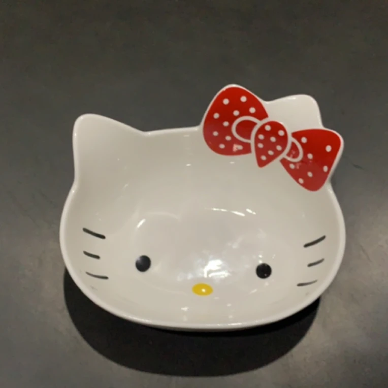 爆款卡通红斑点猫脸碗