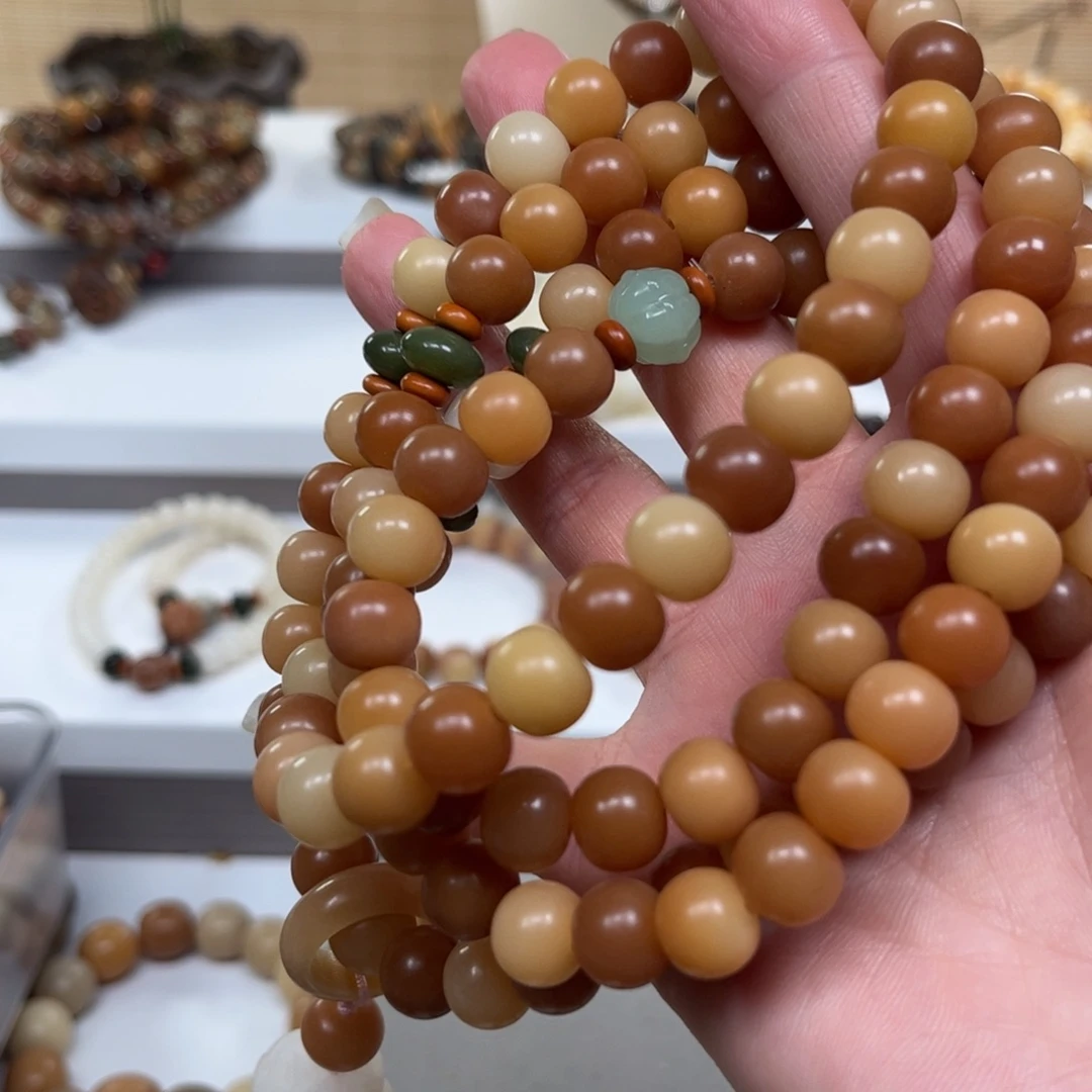 白玉菩提吊坠风化糖豆108苹果珠