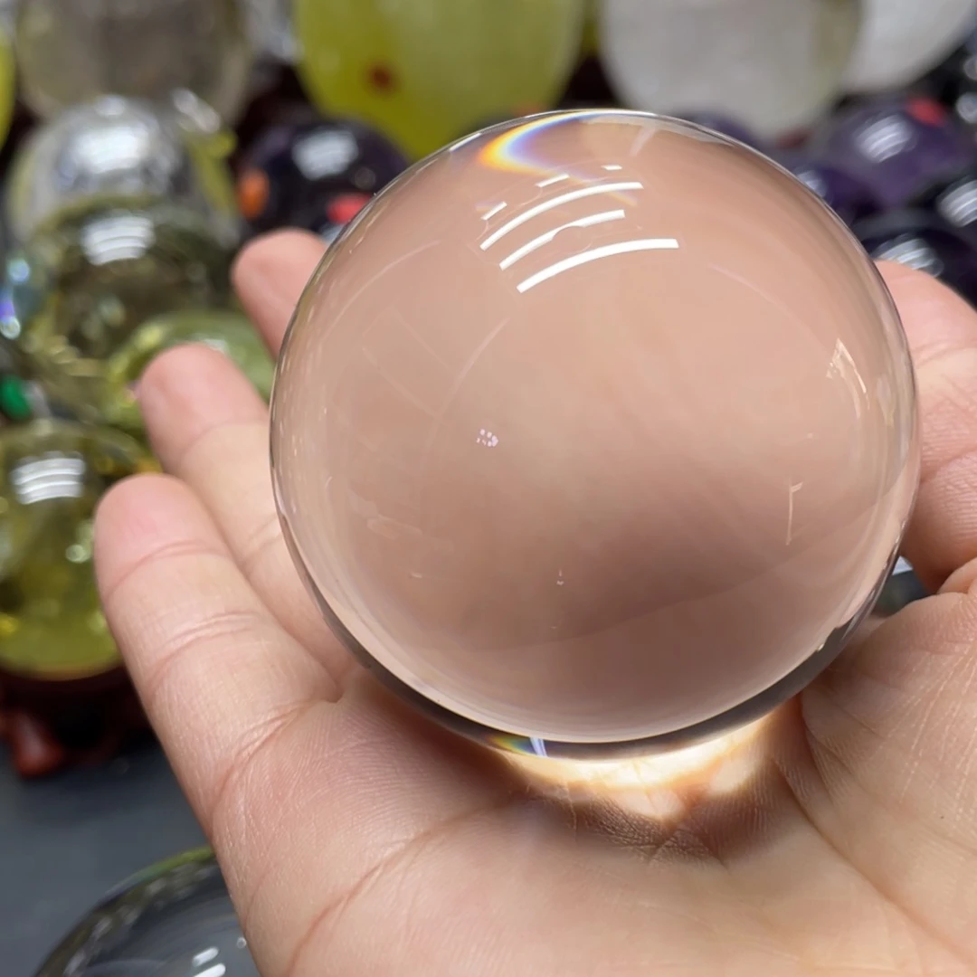 未镶嵌珠宝半成品水晶翼*MM白水晶球蓝1175