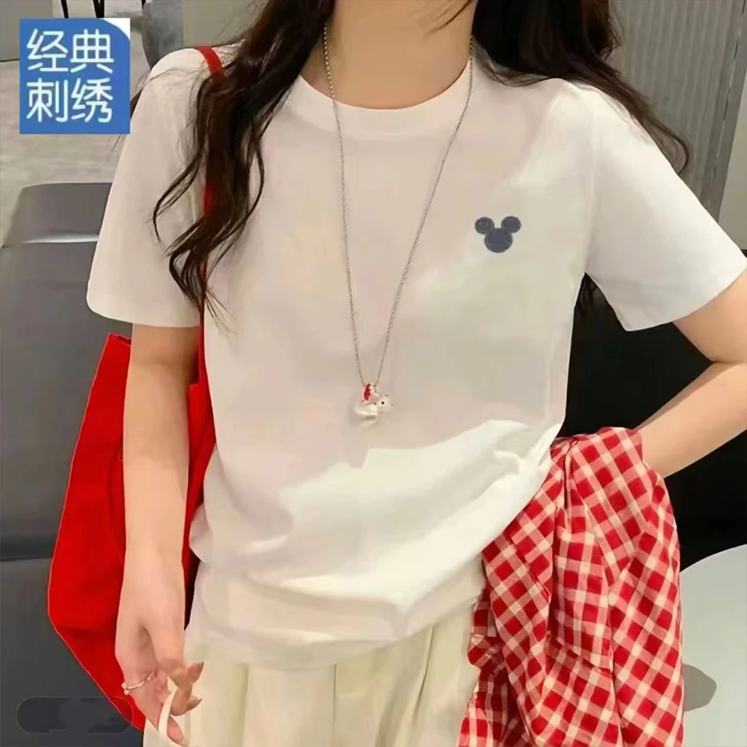 【万针刺绣】马年夏季短袖男女休闲透气百搭圆领印花T恤 米奇LJ