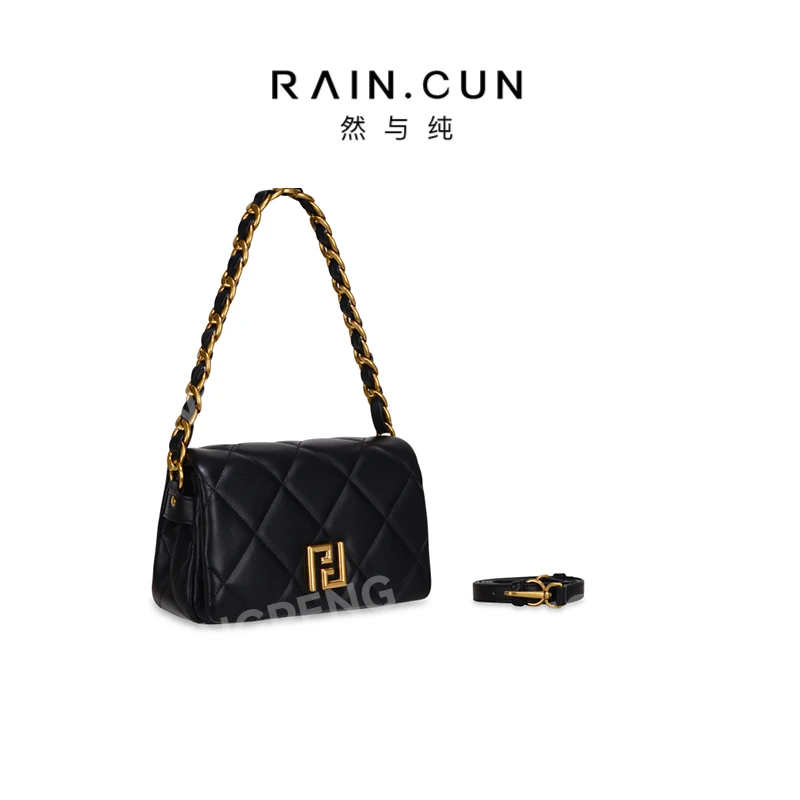 RAIN.CUN GQ-89501-黑色 轻奢女士时尚通勤小众百搭斜挎包