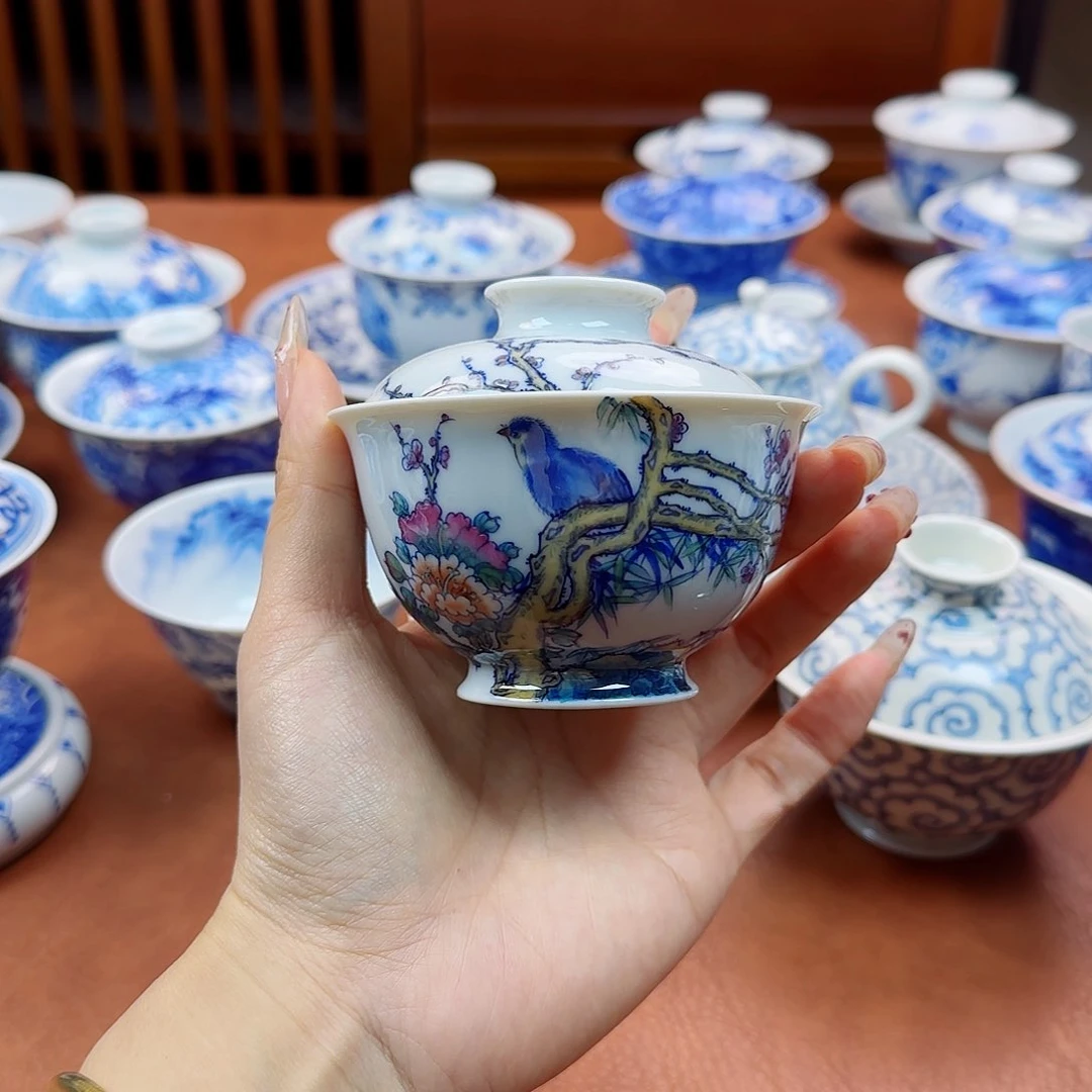 花****^景德镇陶瓷手绘盖碗盖碗