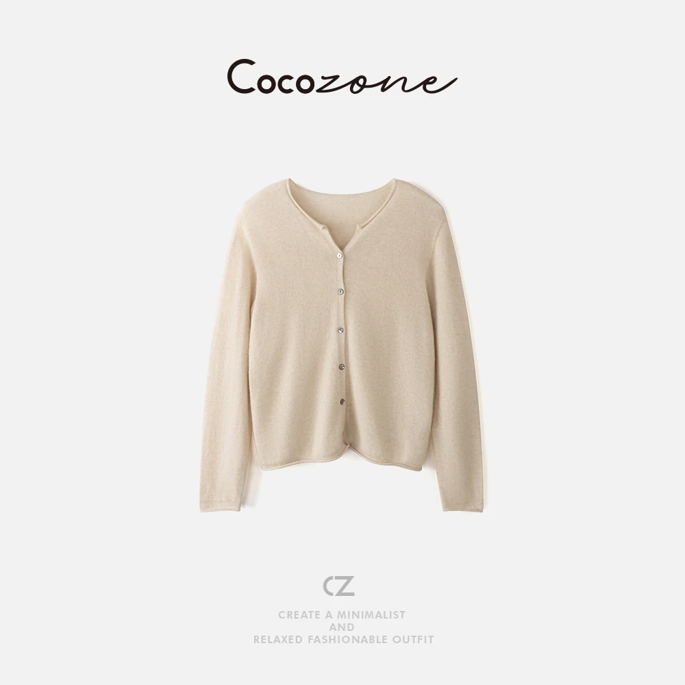 COCO ZONE 刘一一“高货开衫”100山羊绒半高领开衫 CD2A2233