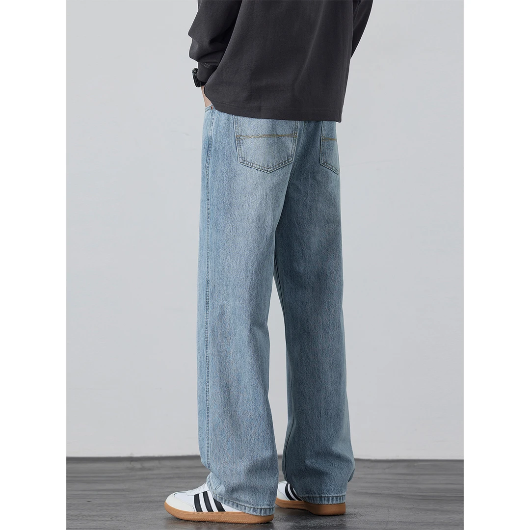 Kuvine牛仔裤男士宽松直筒cleanfit休闲百搭2025新款阔腿休闲裤子