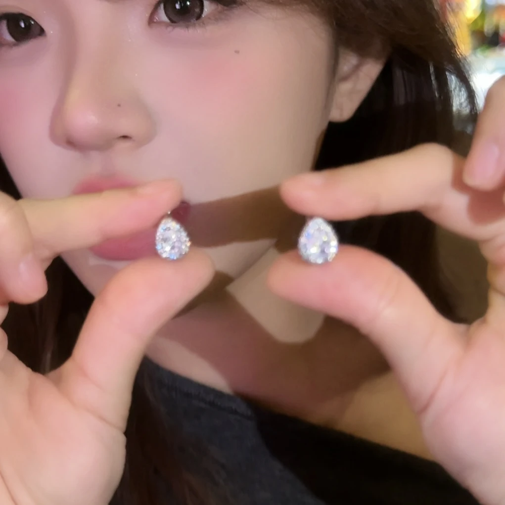 铜合金耳饰 闪钻水滴耳环女耳圈耳扣新款爆款小众设计防过敏耳饰