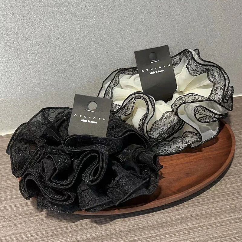 蕾丝边边超仙时尚宫廷复古风大肠发圈夏季女发饰头饰发绳韩版拼色