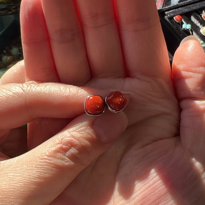 翡翠耳饰银S925镶嵌翡翠