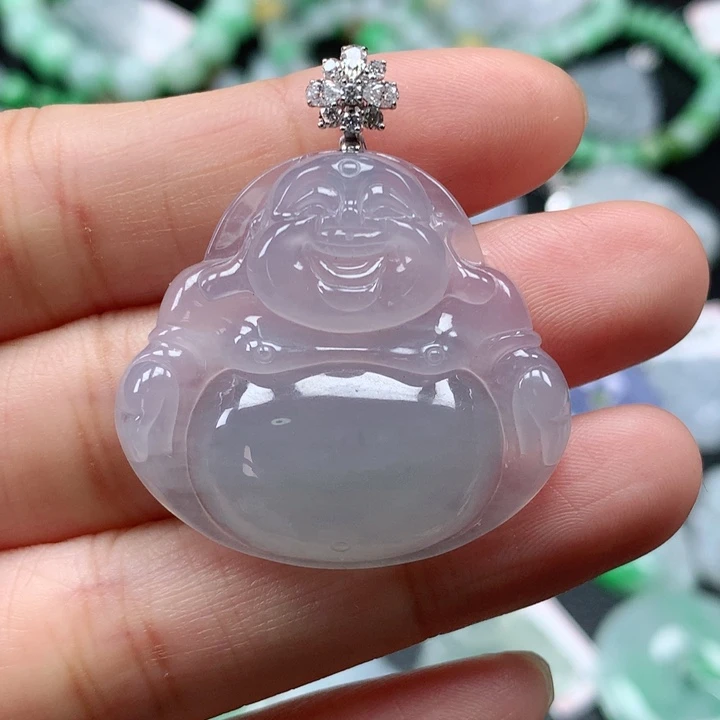 颈饰18K金镶嵌翡翠佛公