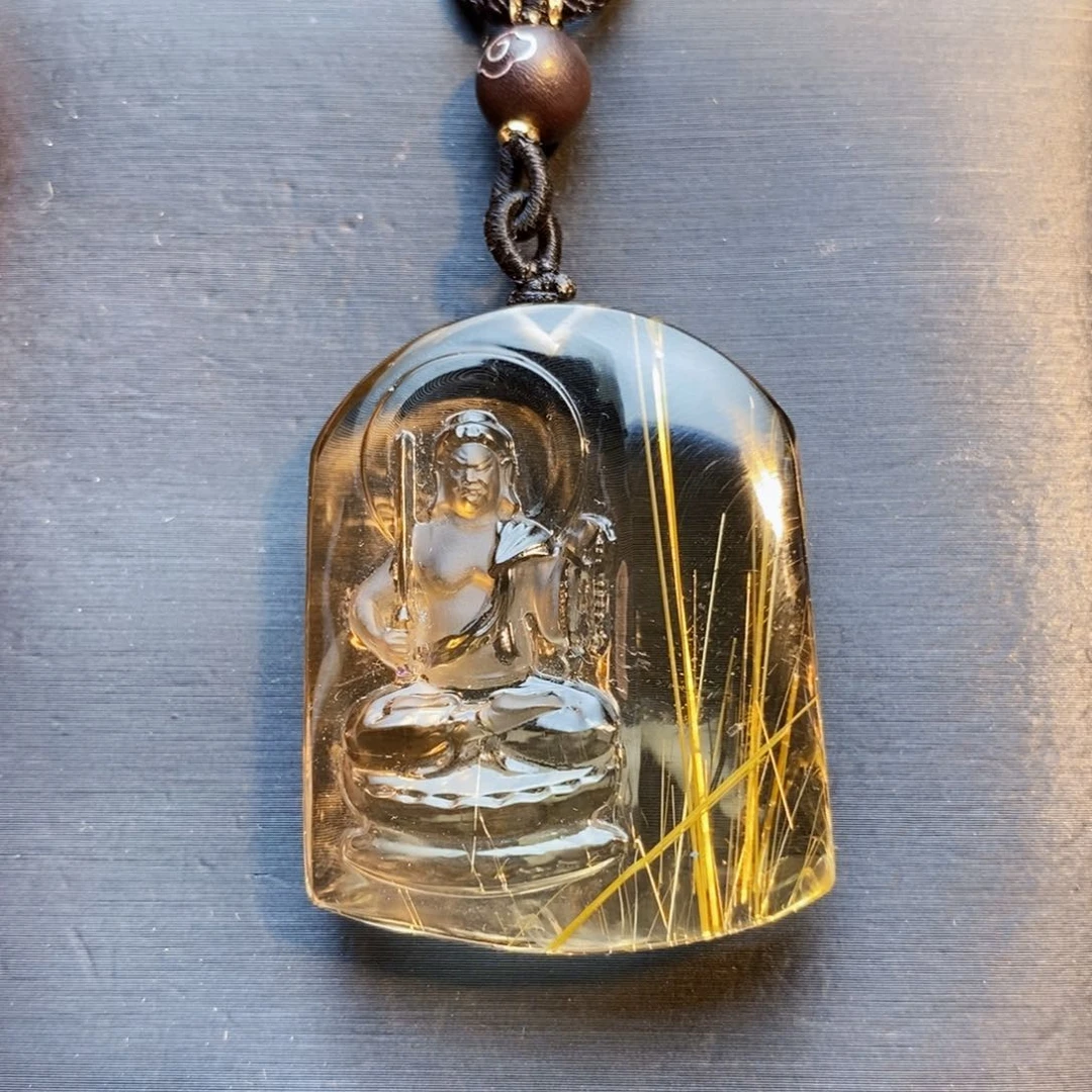 未镶嵌颈饰发晶天然钛晶不动明王吊坠