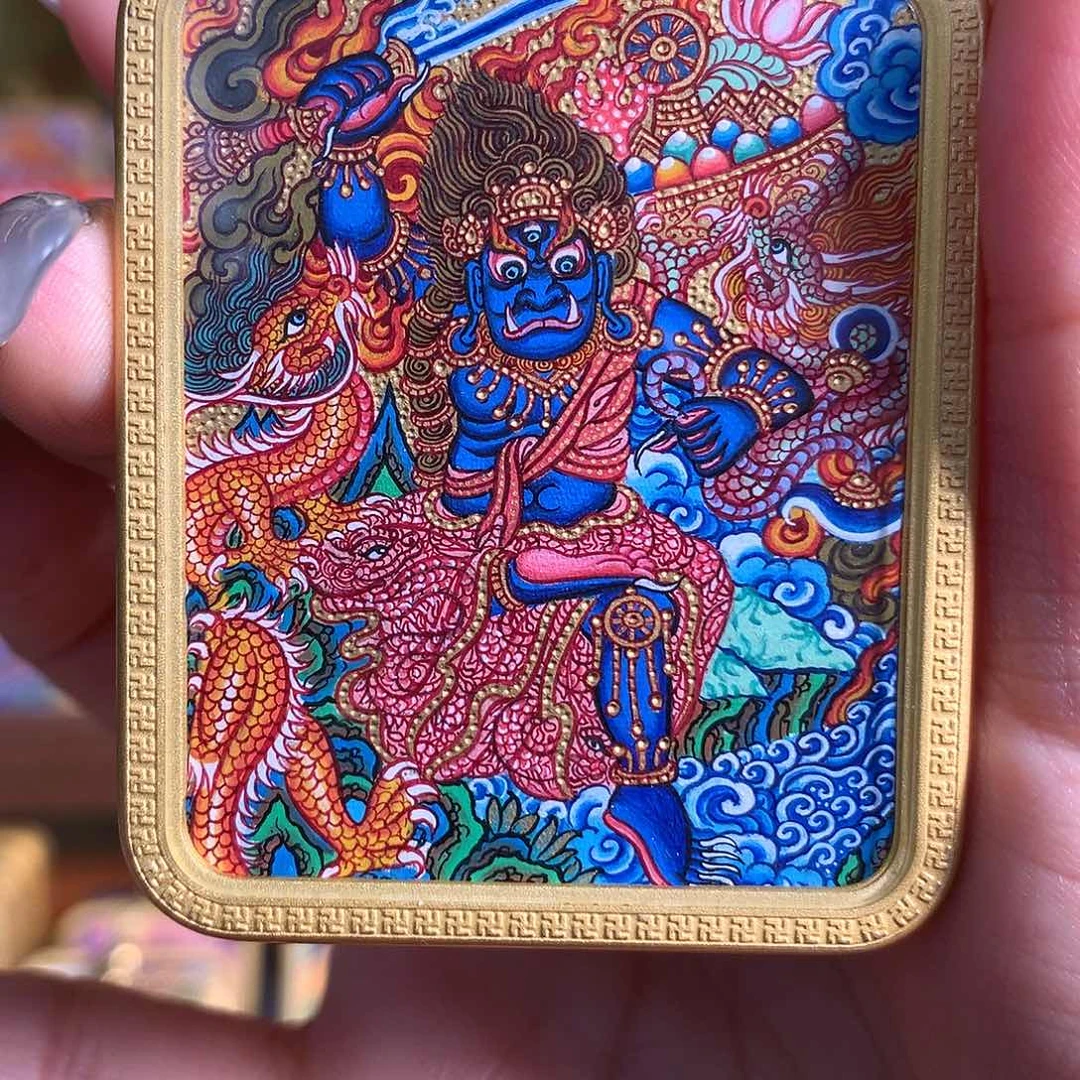 吊坠就****菜热贡纯手绘唐卡不动明王福利