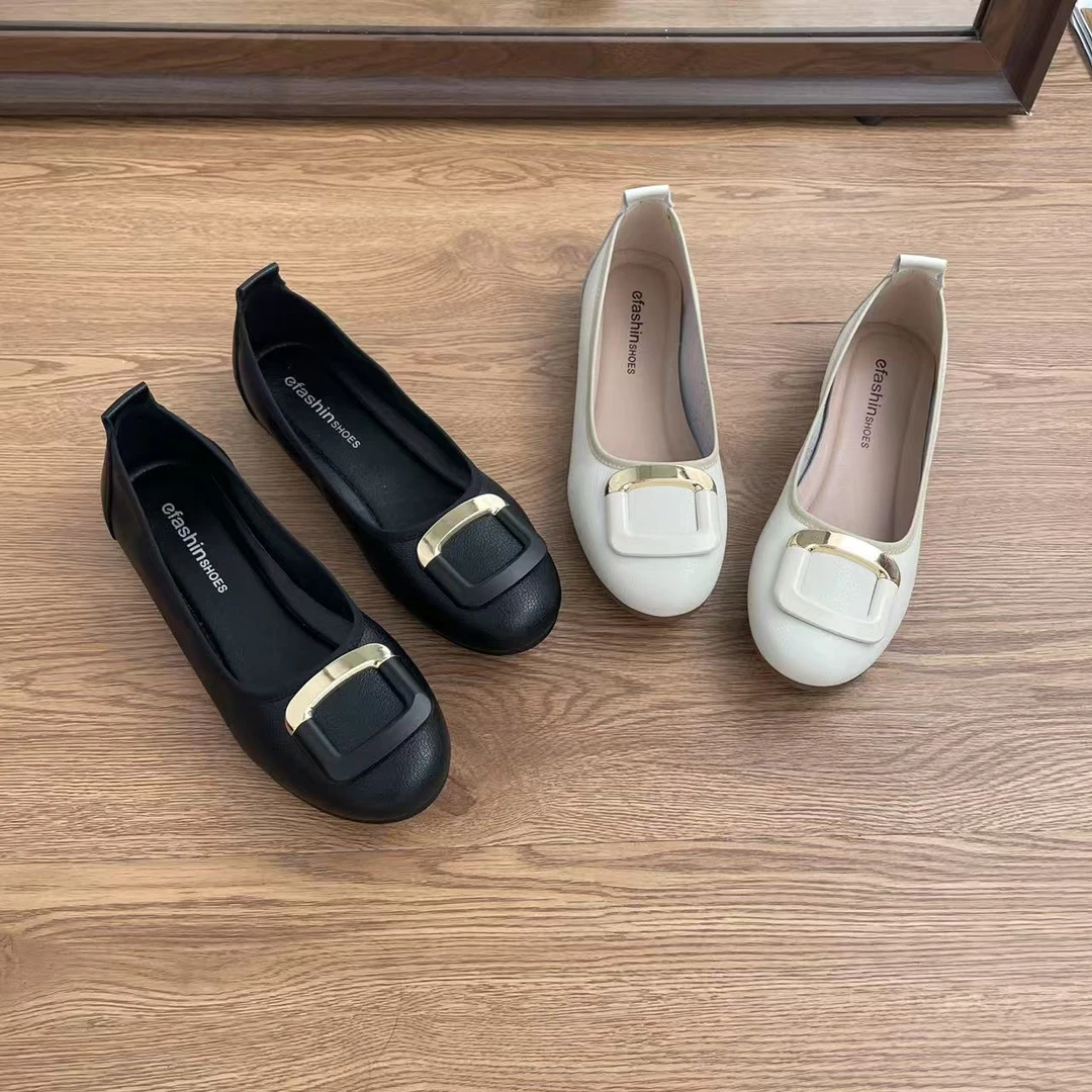 【翘颜品牌】2025新款时尚休闲百搭软底舒适法式低跟单鞋Y19068