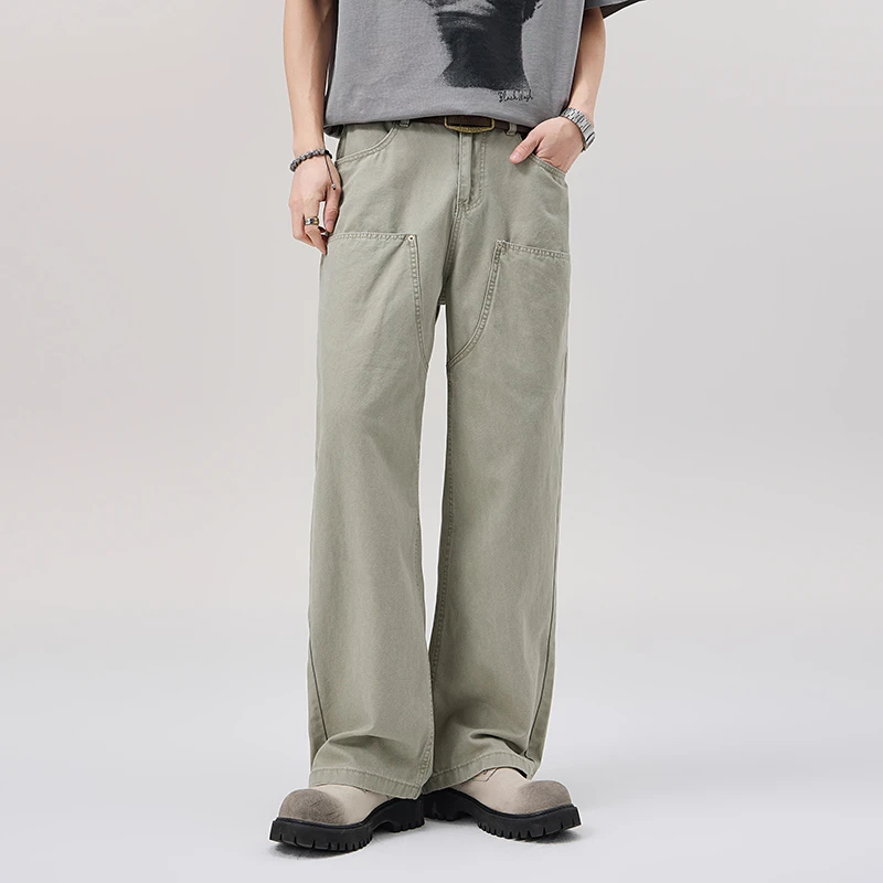 NBKY夏季休闲裤夏天的裤子男工装裤阔腿裤牛仔裤春夏日系复古