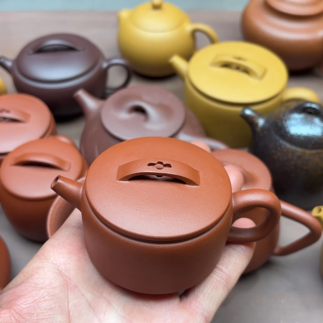 紫砂茶壶赵庄朱泥生沙生料汉瓦容量约75毫升