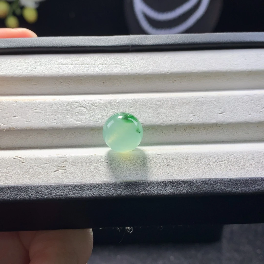 翡翠未镶嵌手串卡12冰绿飘花