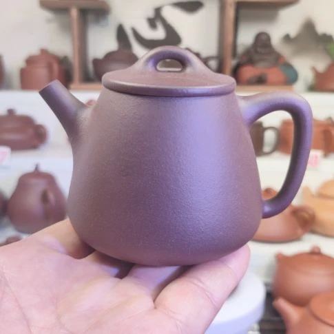 紫砂茶壶高瓢老紫泥180cc左右微瑕