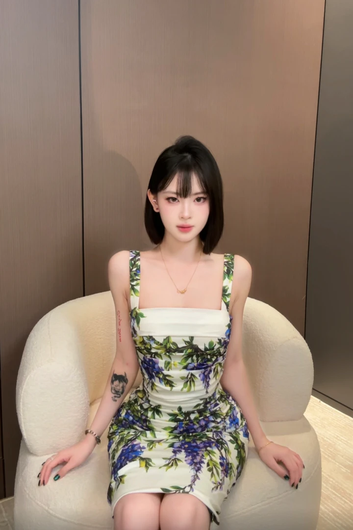 NOWNOW工作室夏季新款紫藤花优雅气质连衣裙