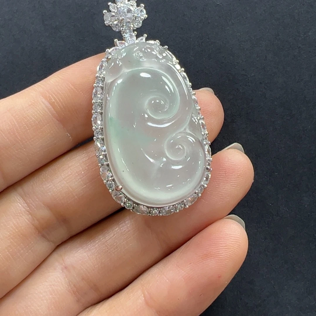 石英质玉银S925镶嵌颈饰