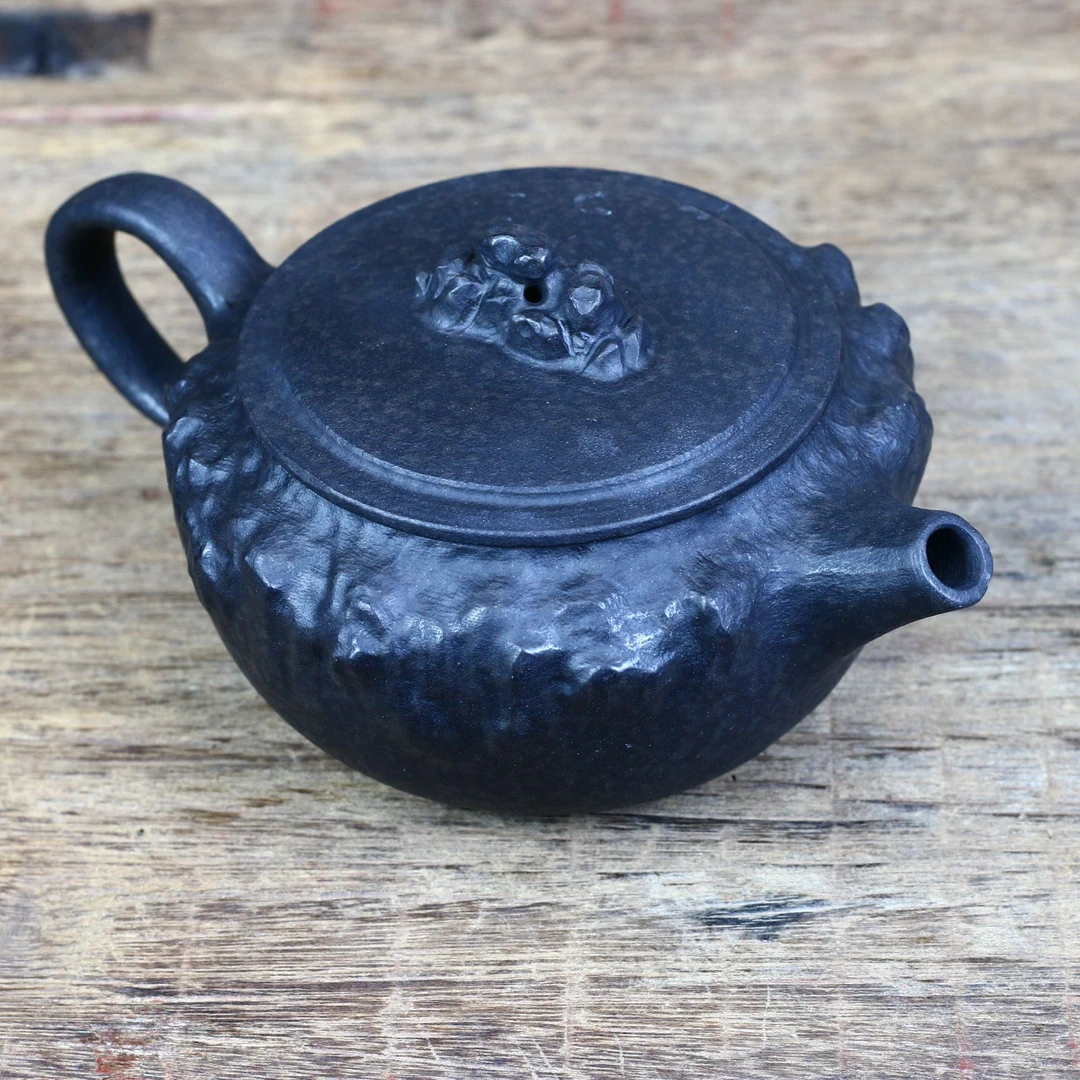 天然冰碛岩见山整石雕刻泡茶石壶手工茶壶 宽口大容量220ml