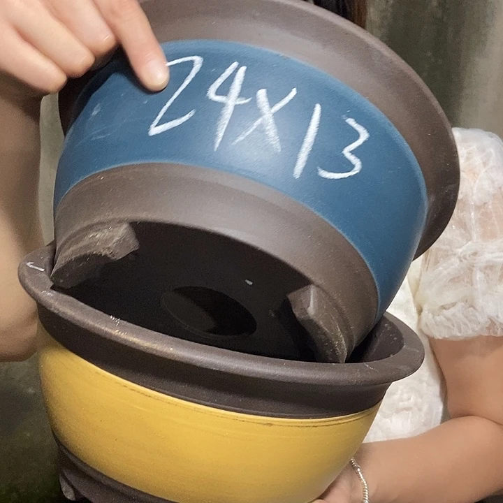 紫砂花盆24蓝黄一堆