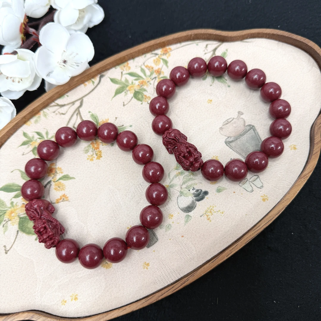 含辰砂工艺品ZS03朱砂紫金砂貔貅手串12mm多样性发其一 年货节