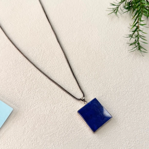 【六六中古】孤品复古银925青金石项链te2550链长61