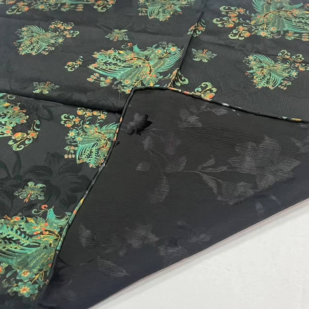 70香云纱方巾-黛玉青枝 顺纡绉65cm丝巾