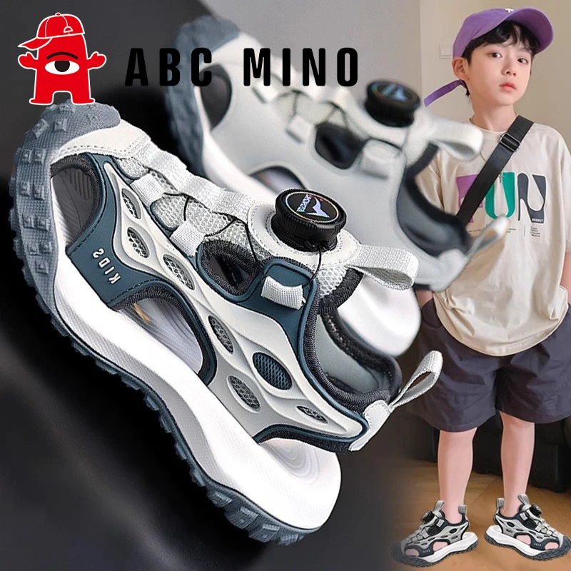 ABC MINO男童凉鞋2025新款夏季儿童包头运动鞋男孩防滑软底沙滩鞋