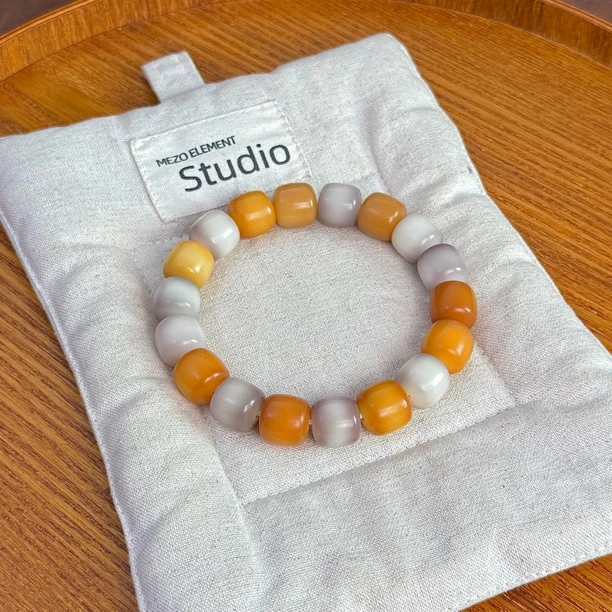 秋雾暖橘｜手工干磨卡13正桶菩提根手串