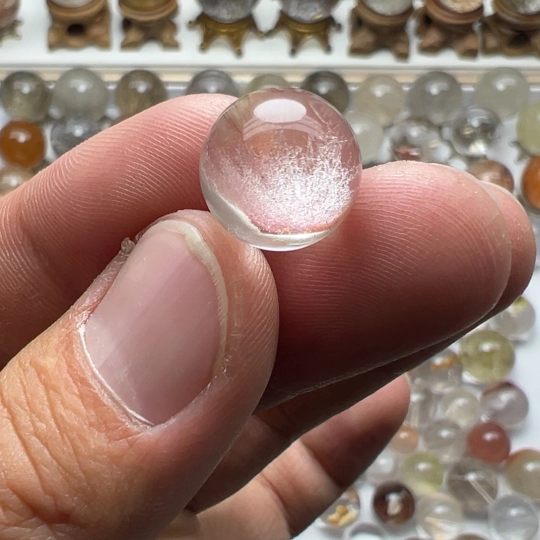 珠宝半成品水晶未镶嵌兔毛球