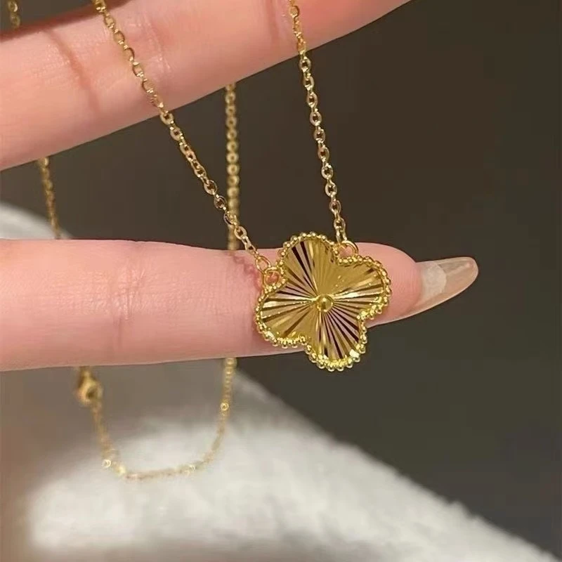 铜合金项链 精致高颜值四叶草女款亮面轻奢小众设计百搭轻奢款式