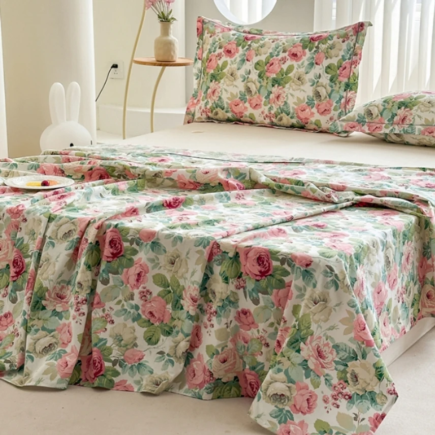 花舞全棉床单枕套三件套纯棉印花亲肤透气高颜值