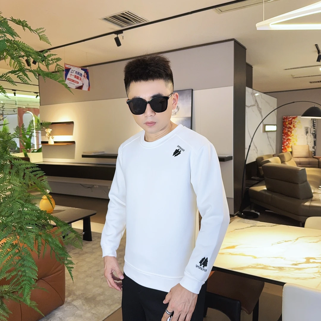 秋冬字母宽松型男士卫衣潮流圆领卫衣时尚休闲简约刺绣男款长袖