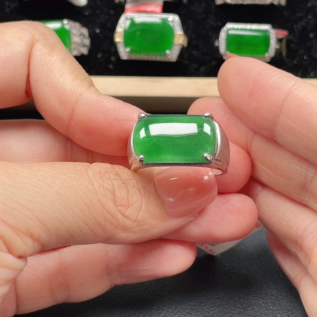 翡翠银S925镶嵌戒指编号3742没运费险